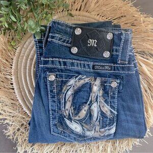 MISS ME Women’s Peace Sign Embellished JY5949BD Bootcut Jeans Size 28
